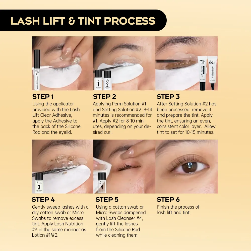 Gollee Eyelash Lifting Perm Kit Natural Lashes Enhancer ยาวนาน 4-6 สัปดาห์สีดำ Lash Brow Tinting เปียร์ม Professional แต่งหน้า — image 6