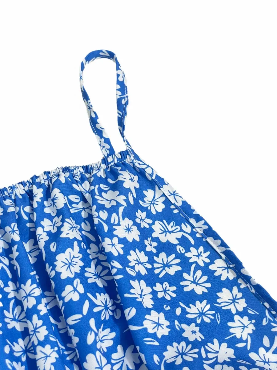 Cami-kjolen med små blomsterprint, et rygløst design og tynde spaghettistropper er velegnet til strandferier og sommer — image 6