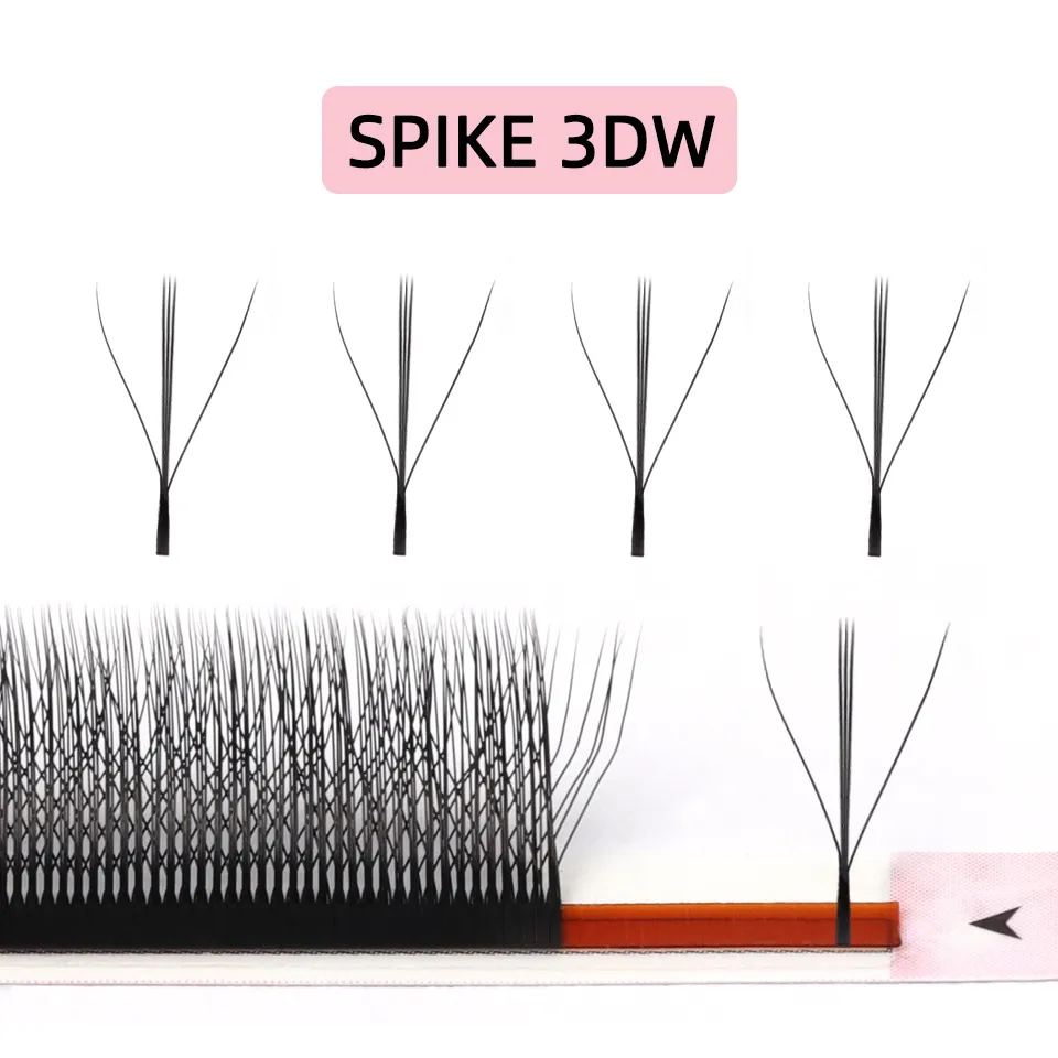 W 모양의 3D 클로버 눈 속눈썹 확장 소프트 블랙 속눈썹 미리 만들어진 볼륨 팬 속눈썹 3D 요정 스파이크 손으로 짠 속눈썹 — image 5
