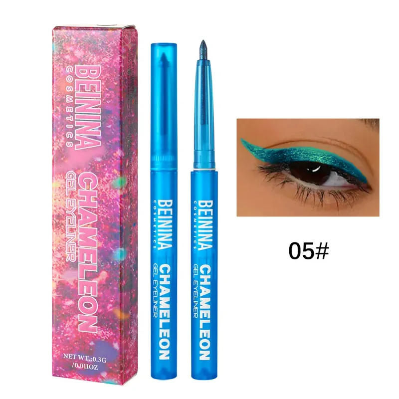 Shiny Chameleon Metallic Blue Eyeliner Gel Pen Ombretto Multicolor Eye Liner Perlescente Polarizzato Glitter Eye Pigment Cosmetico — image 9