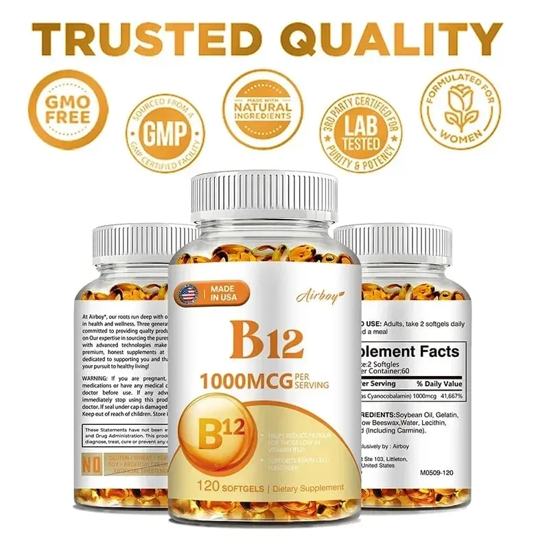 Vitamin B12 1000mcg - Benefits Brain & Heart Function Memory Learning Helps Boost Natural Energy — image 1