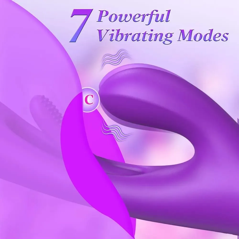 3-I-1 kaninvibrator til kvinder Kraftig bankende flagrende vibrator Klitoralstimulator massageapparat kvindelig G-punkt Finger Dildosex — image 4