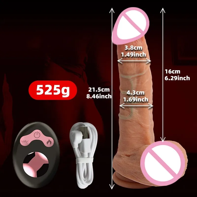 Telescopic Vibrator Dildo Heating Realistic Big Penis Female Vagina Massager Anal Plug Masturbator Sexy Adult Sex Toys For Women — image 9