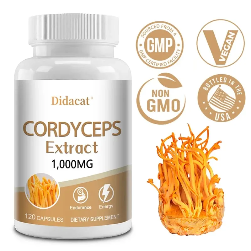 Kapsul Cendawan Cordyceps (Cordyceps Sinensis) 1000mg Suplemen Tenaga Menyokong Kesihatan Imun & Fungsi Otak BUKAN GMO — image 1