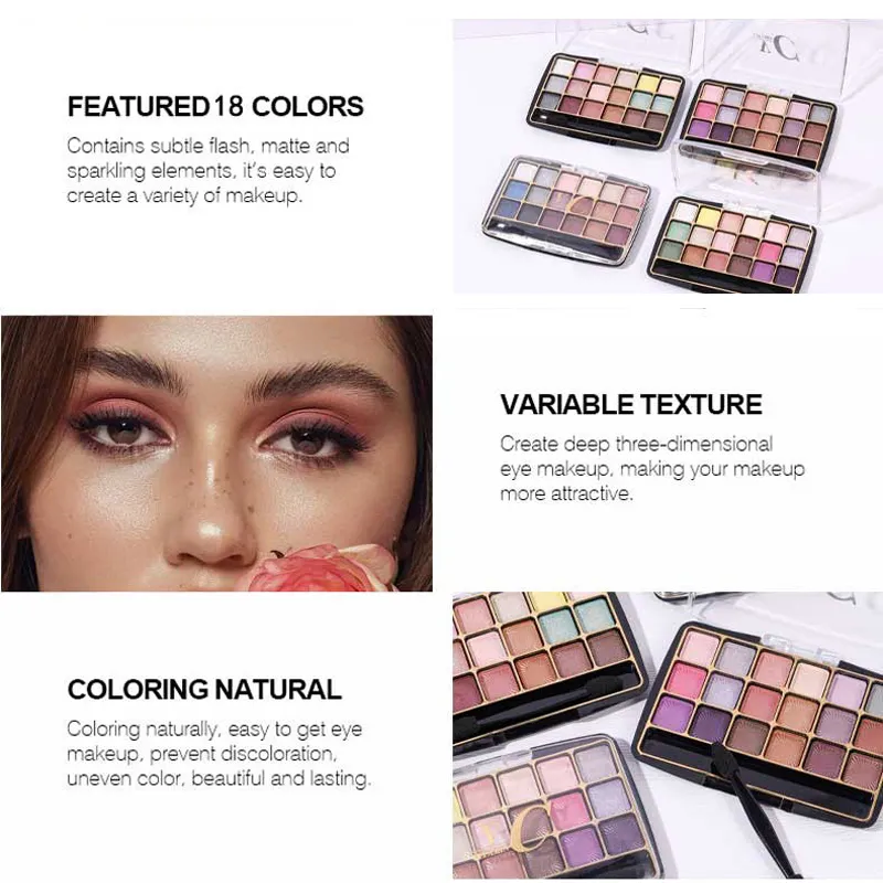 18 Colors Glitter Eyeshadow Palette Long Lasting Korean Eye Makeup Matte Shimmer Pigment Nude Eyeshadow Palette Cosmetics — image 4