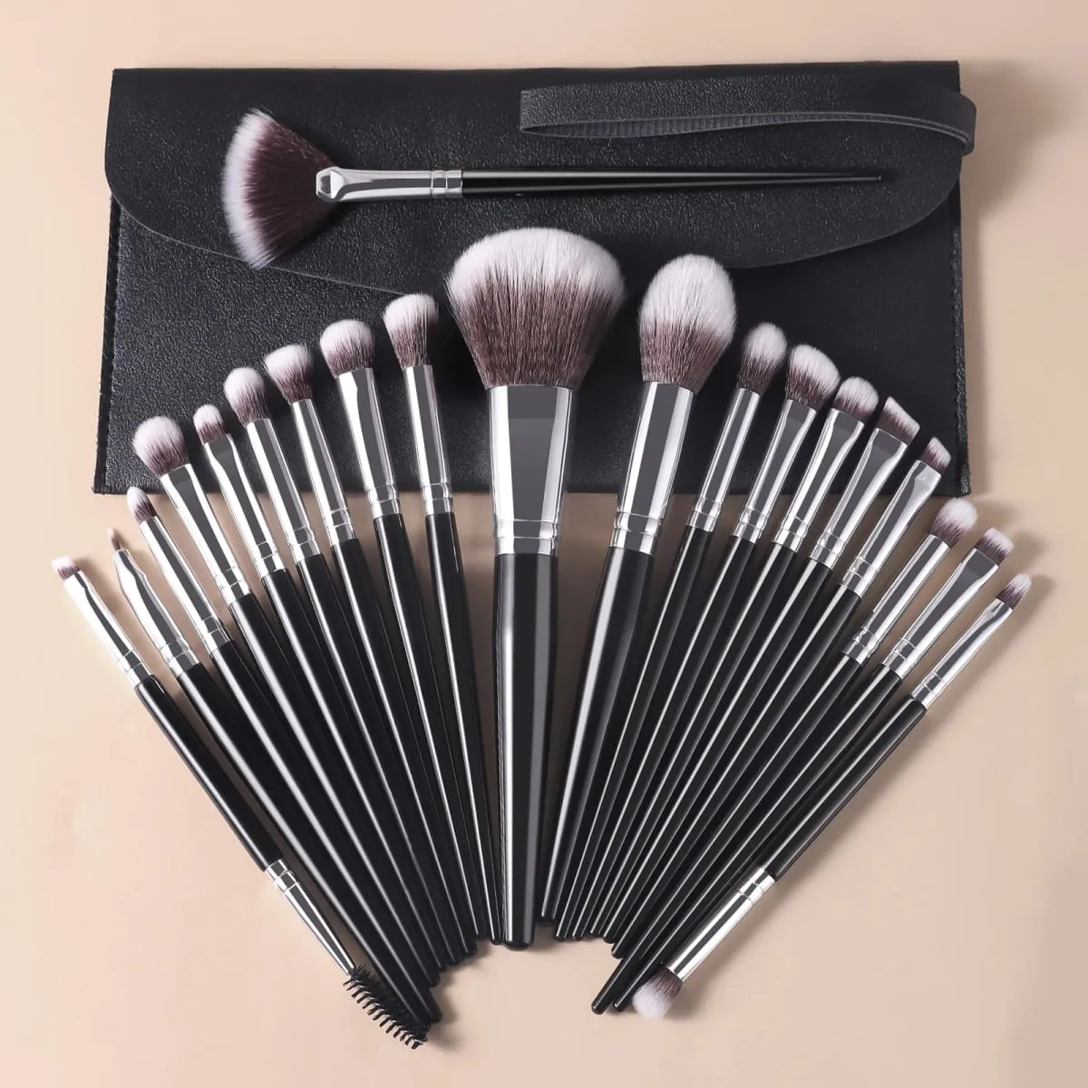 20Pcs Set Berus Mekap Bedak Foundation Blush Eyeshadow Berus Kening Alat Kosmetik dengan Beg Penyimpanan — image 1