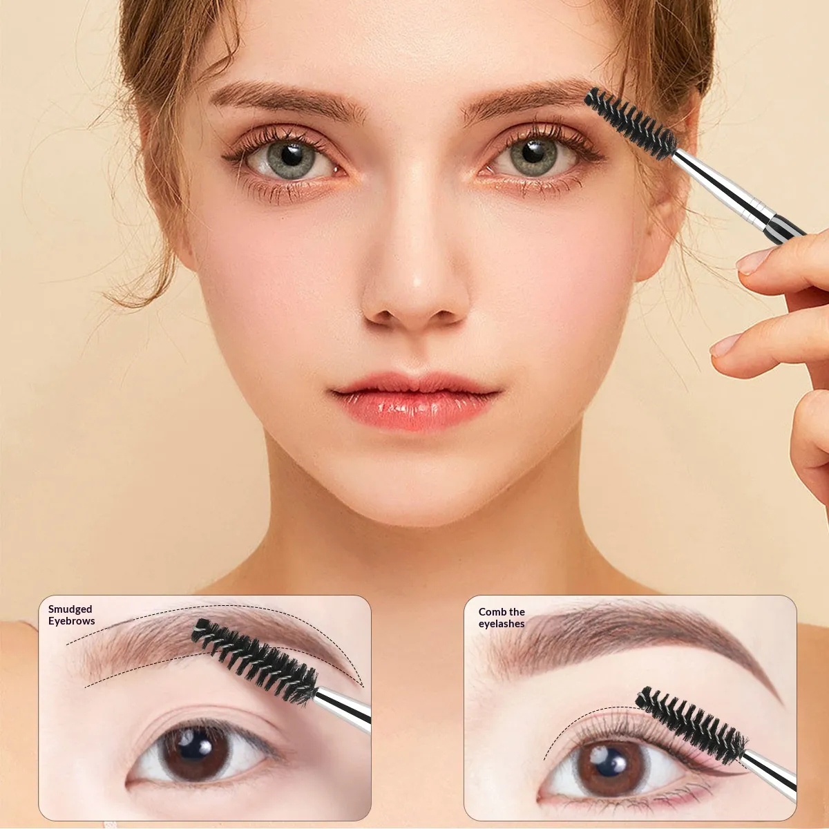 2 in 1 Double Ended Eyebrow Brush and Eyelash Comb Eyeshadow Blending Makeup Tool Eyeshadow Makeup Brushes — image 3