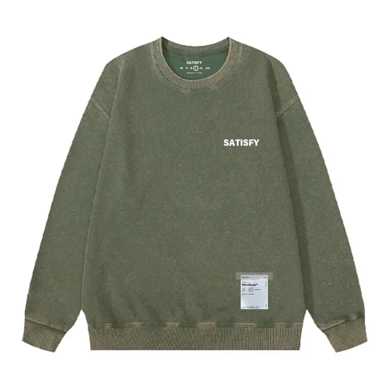 Satisfy SoftCell Men's Round-Neck Sweatshirt Running Distress Member Print Vintage Style Long Sleeve Cotton Sweatshirt with Po — image 14