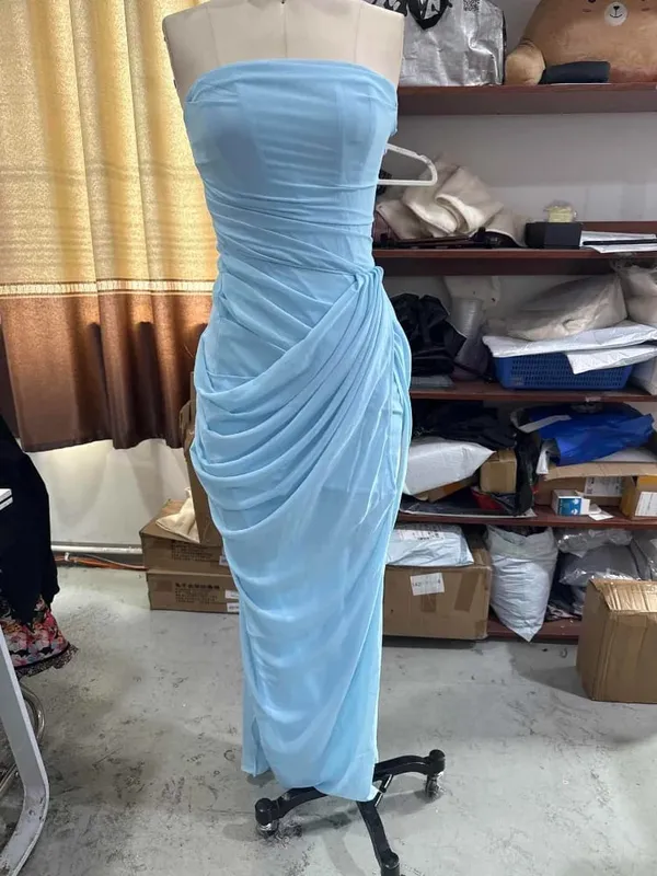 Botergeel Mesh Splicing Lange Jurk Elegante Strapless Split Backless Geplooide Jurken Voor Vrouwen 2026 Lady Avondfeest Jurken — image 14