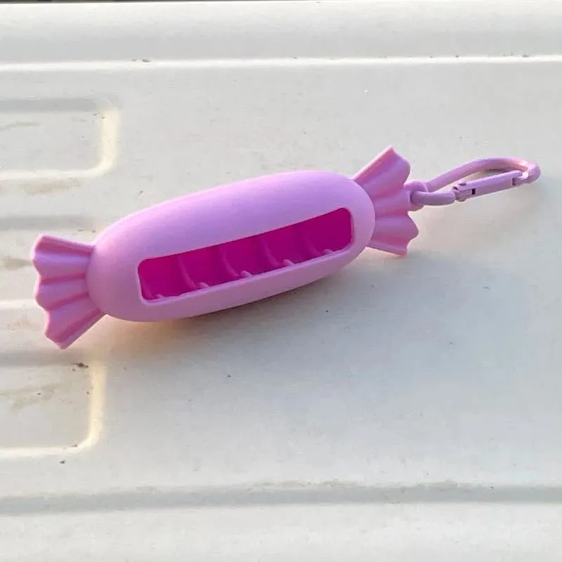 Bow Candy Peanut Shape Silikon Penutup Gincu Rantai Kunci Beg Simpanan Gincu Warna Pepejal Pemegang Balsem Bibir Ringan — image 25
