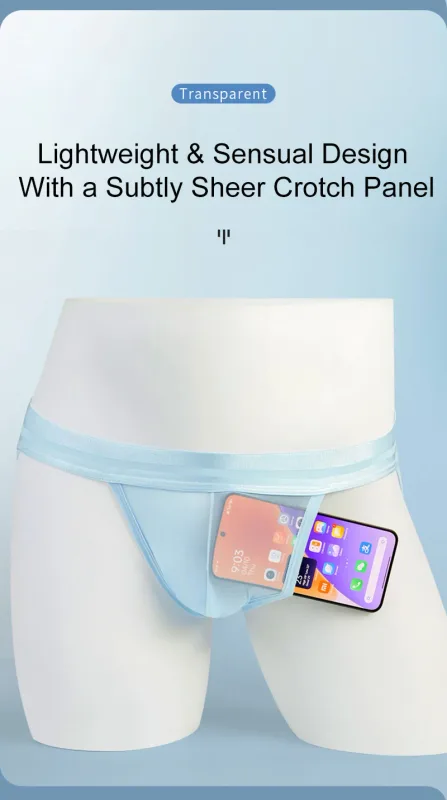 Ice Silk Ultra-thin Men's Underwear Summer Cool Breathable Panties Seamless Sexy U Pouch Men Briefs High Slit Triangle Pants — image 25