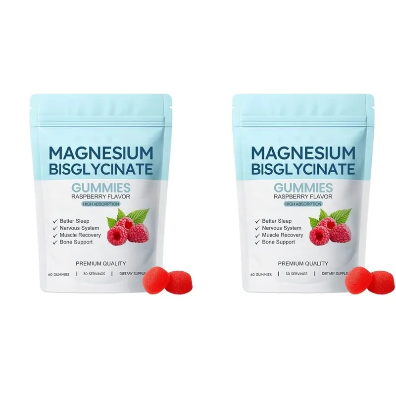 Magnesiumbisglycinatgummi Stöd daglig sömnkvalitet Hjälp upprätthålla nervsystemets hälsa Assist muskelåterställning 60 gummiklossar — image 8