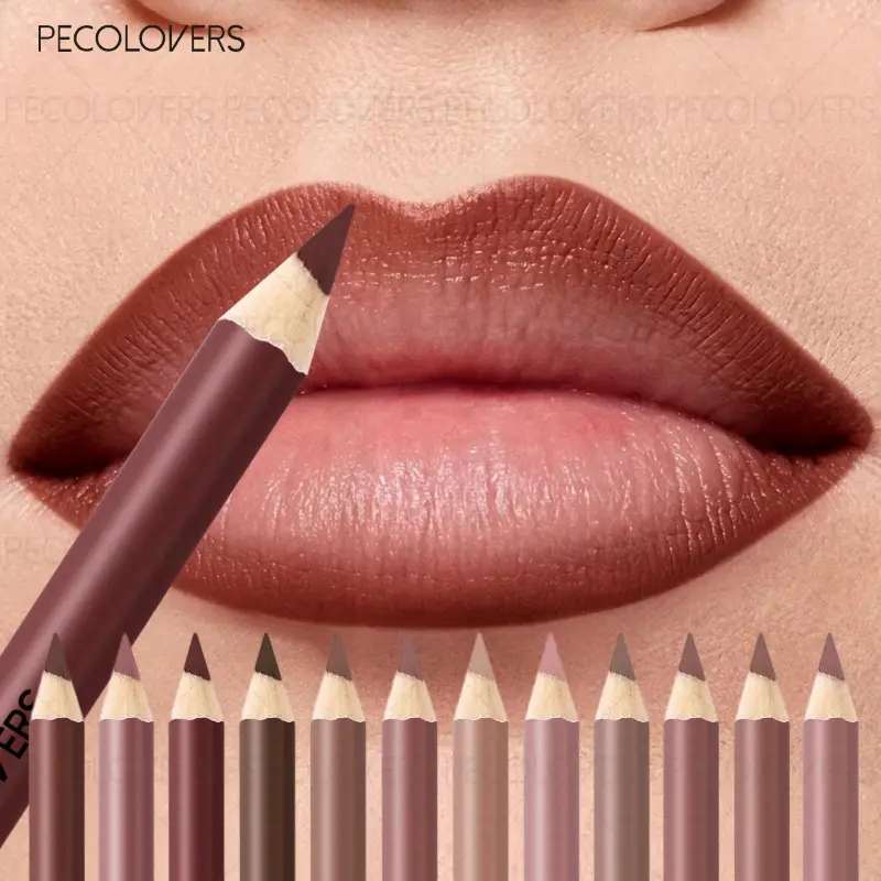 Matte Lipliner Kontur Bibir Belakang Kedua Bibir Gebu dan Menawan Tidak Mengeringkan Kosmetik Bibir Kalis Air Sesuai untuk Pemula — image 2
