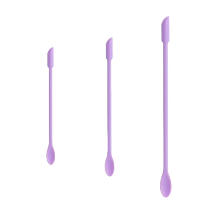 3 pçs espátula de silicone de cabeça dupla escova macia colher de escavação cosmética alongada jam raspagem colheres de maquiagem portátil conjunto — image 9