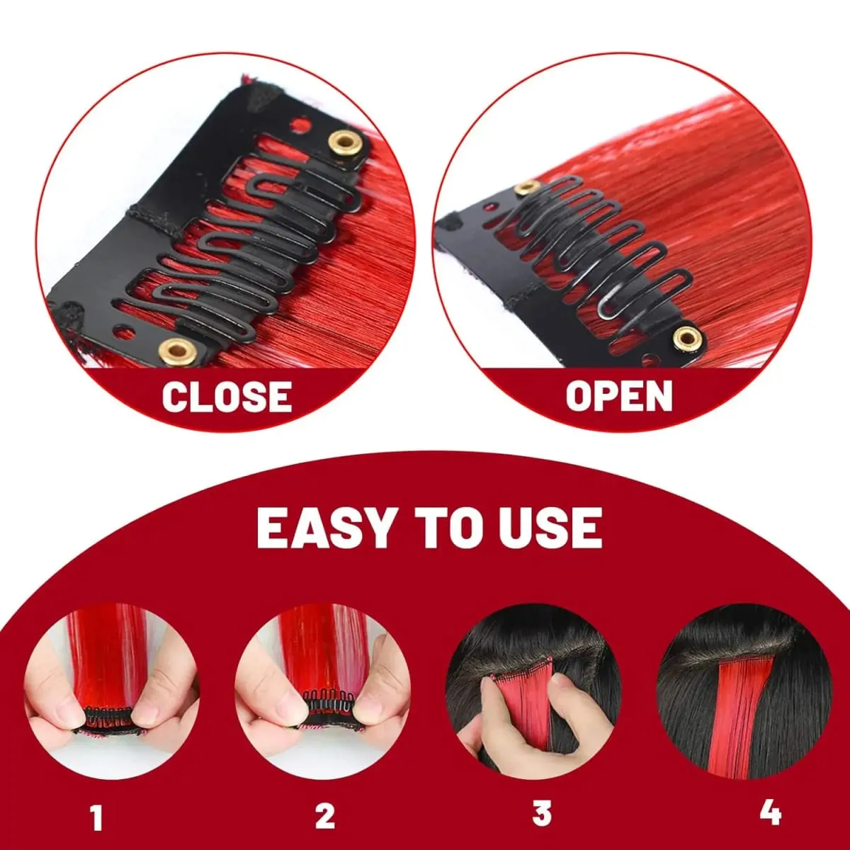 5PCS Colored Clip in Synthetic Hair Extensions Party Highlights Colorful Hair Extensions Rainbow Fake Hair Clips Hairpieces — image 5