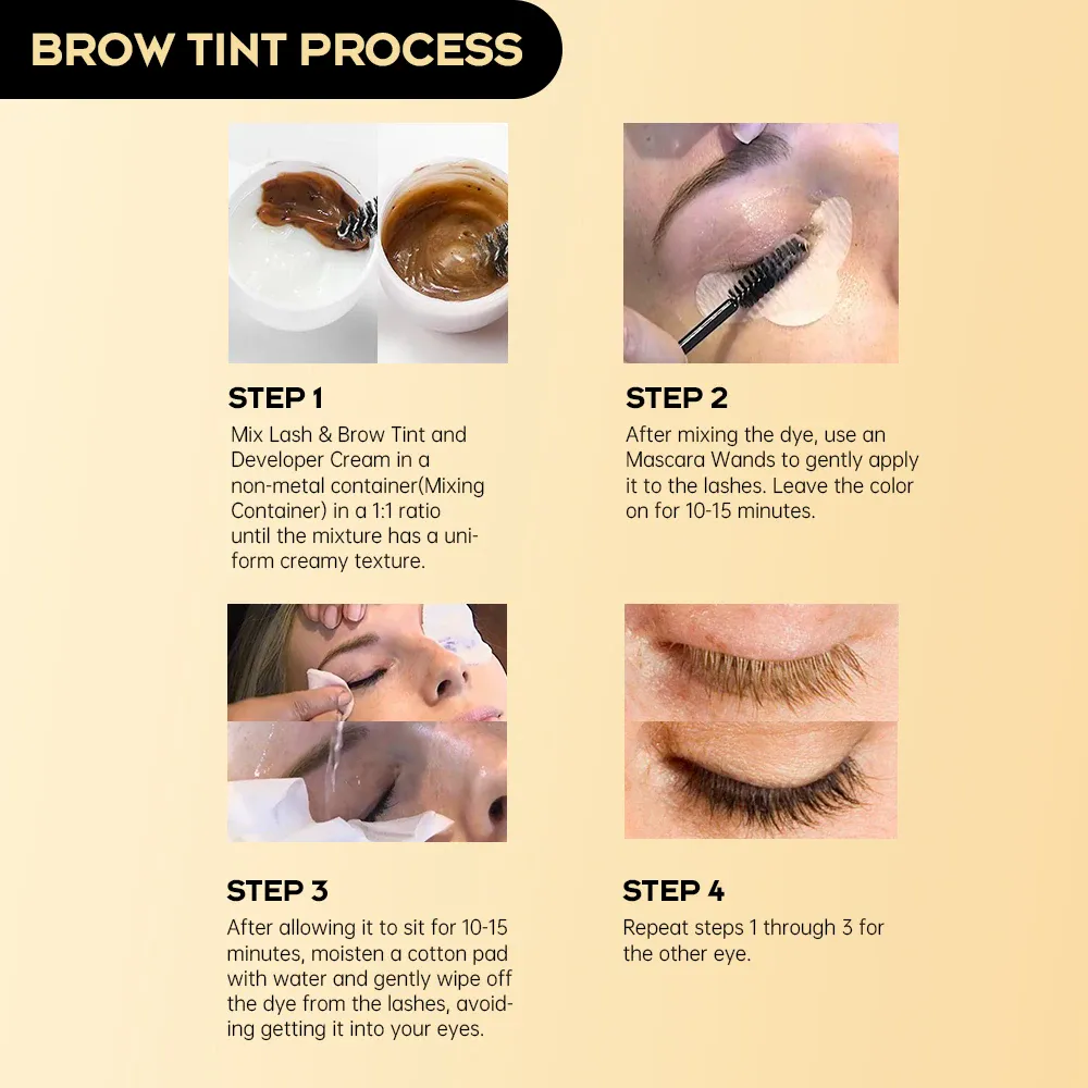 Gollee Eyebrow Tint Set 6ml Natural Classic Black Eyelash Brow Tint Kit Semi Permanent Lasting Brow Lash Tint Waterproof Set — image 5