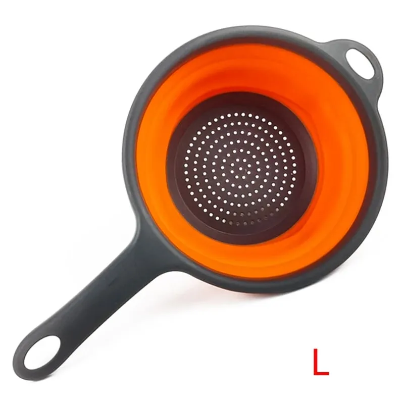 Colador plegable de silicona con mango, colador plegable de cocina para drenar Pasta, verduras, frutas, JT111 — image 15
