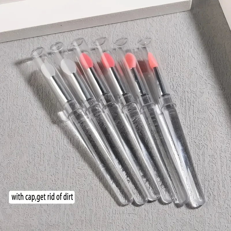 5 reusable na silicone nail brush na may mirror effect - double head makeup at nail polish applicator