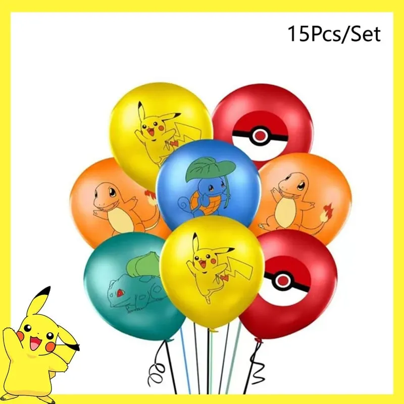 Pokemon Geburtstag Party Dekoration Pikachu Einweggeschirr Tasse Serviette Teller Tischdecke Baby Dusche Kuchen Topper Flagge Luftballons