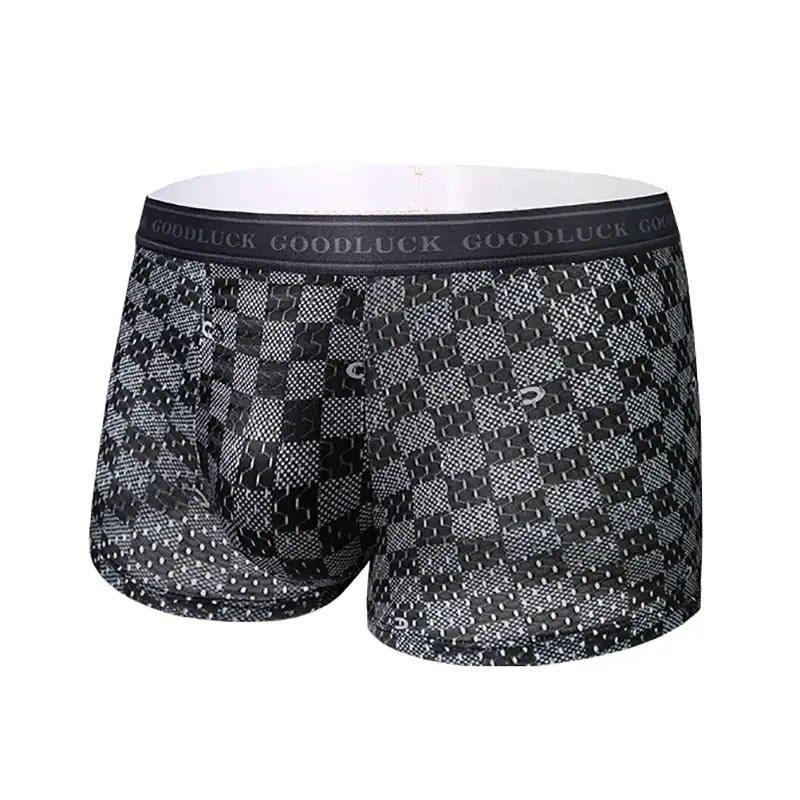 4pcs/set Men‘s Ice Silk Seamless Underwear Breathable Ultra-thin Boxer Briefs Soft Pouch Cooling Trunks — image 2