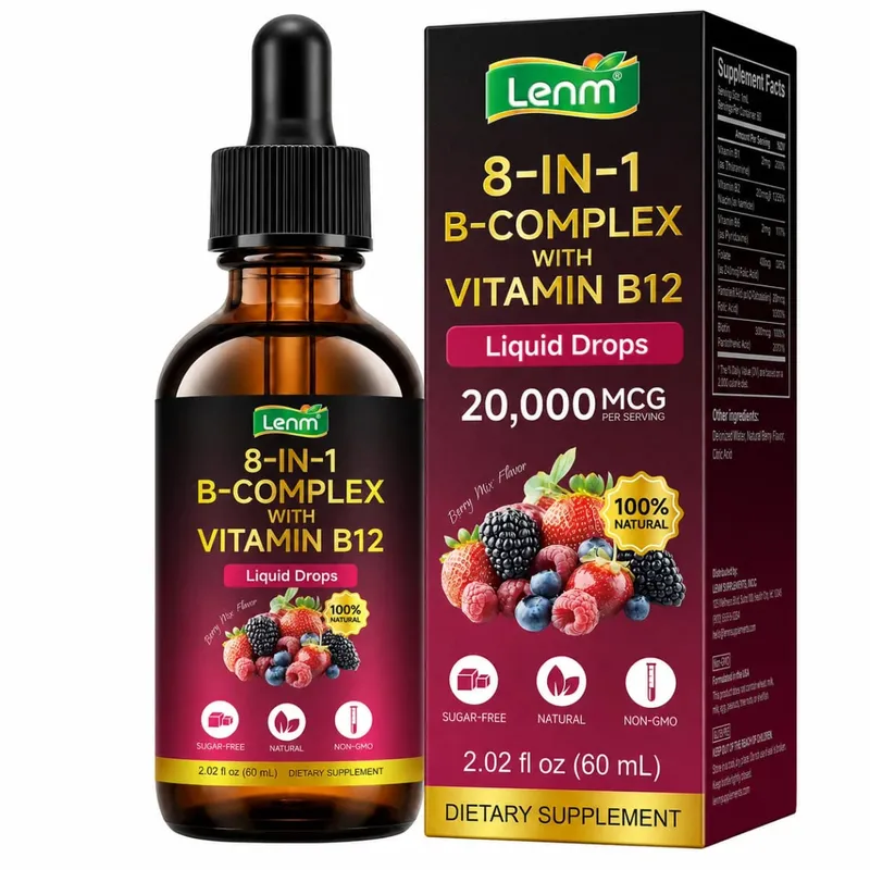 Vitamin B Kompleks 8-dalam-1 Mengurangkan Penyerapan Maksimum dengan Vitamin B12 Folat Menyokong Metabolisme Fokus Tenaga & Kesihatan Saraf 60ML — image 8