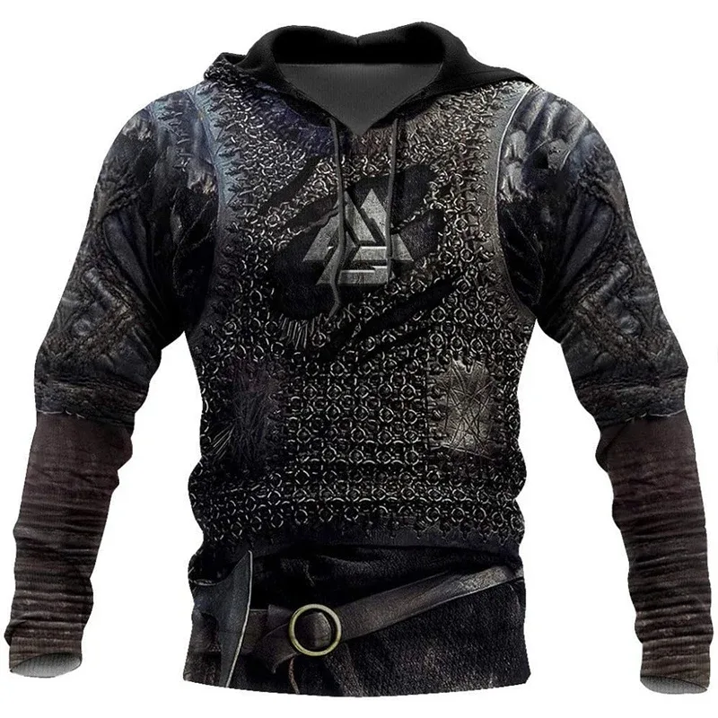 2024 Mens Felpe con cappuccio Eagle Tattoo Pattern Vikings 3D stampato Moda Casual Harajuku Hip Hop Autunno e inverno Sudaderas oversize — image 24