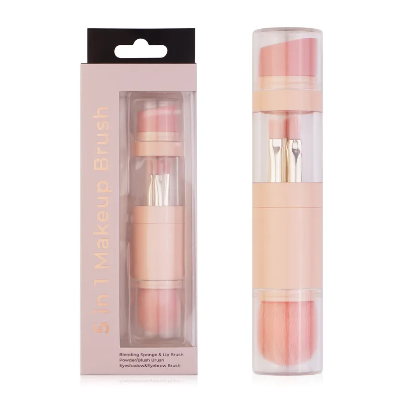 5 In 1 Portable Retractable Makeup Brushes For Foundation Eyebrow Lip Eyeshadow Loose Powder Cosmetic Set Makeup Brush Tools — image 9