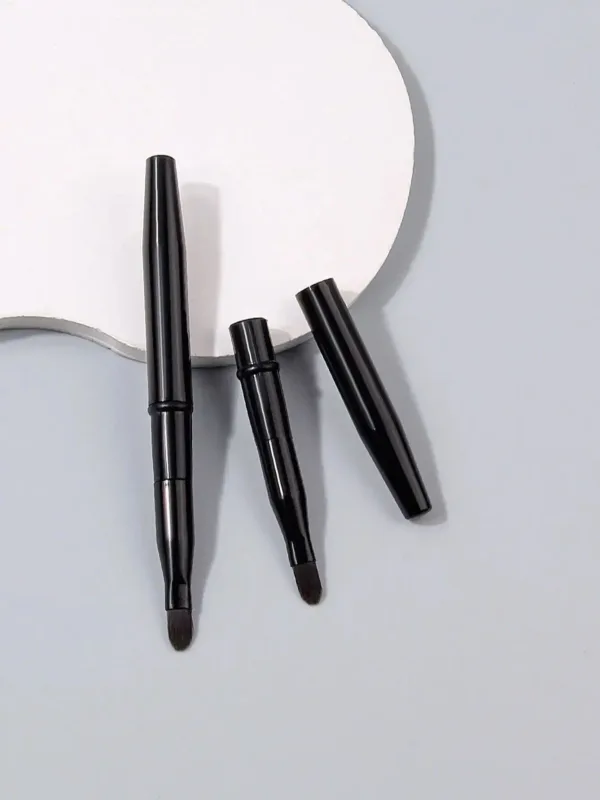 2 stk. Sort med et dæksel Tiltrækkelige læbe makeup børster Dobbelt-endede udtrækkelige læbe børste rejse læbestift glans makeup børste
