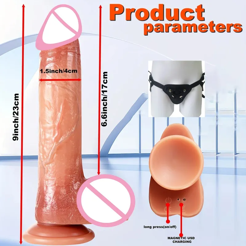 Dildo Vibrator Realistik Teleskopik Penembusan Faraj Wanita Melancap Palam Dubur Zakar Dipanaskan Bergetar Mainan Seks untuk Wanita — image 15