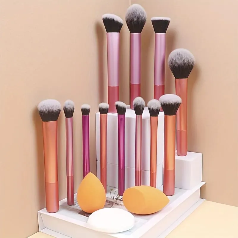 12pcs Set Berus Mekap Lengkap Berbilang Fungsian: Berus Bedak Longgar Berus Blush Berus Foundation Berus Pembayang Mata Berus Campuran B