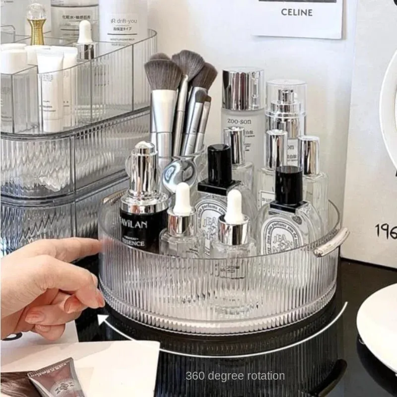 360 ° หมุนได้อะคริลิโปร่งใสที่จัดแต่งหน้าเครื่องสำอางเครื่องมือกล่องเก็บแปรงแต่งหน้าออแกไนเซอร์ตะกร้าเก็บออแกไนเซอร์ — image 6