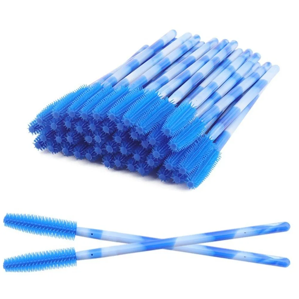 50 pezzi pennelli per ciglia usa e getta strumenti per trucco in silicone mascara bacchetta applicatore arcobaleno colore microbrush pettine per sopracciglia ragazza — image 2