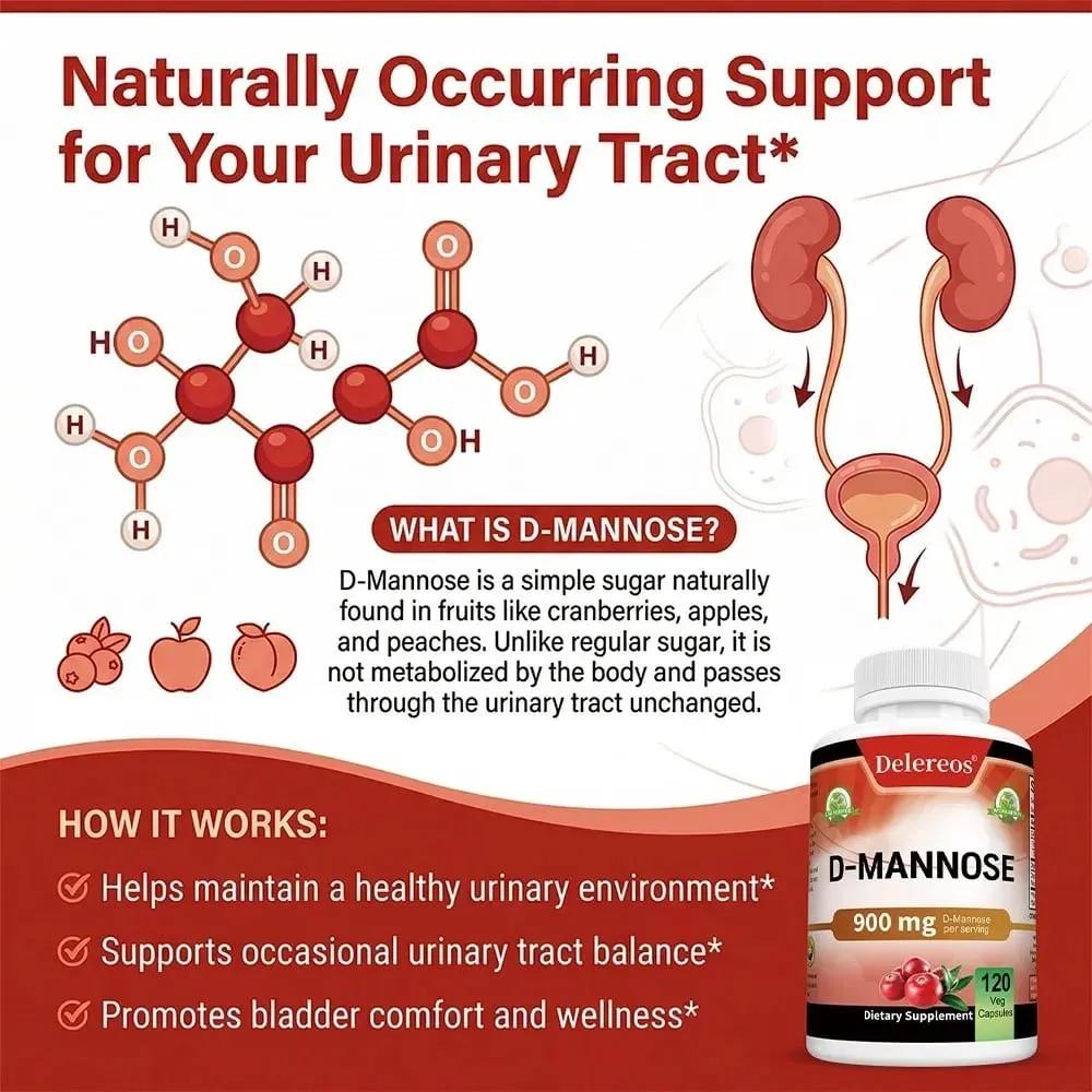 ดี มานโนส มังสวิรัติ แคปซูล - บำรุงสุขภาพทางเดินปัสสาวะ Non GMO เป็นมิตรกับมังสวิรัติ 120 แคปซูล — image 6