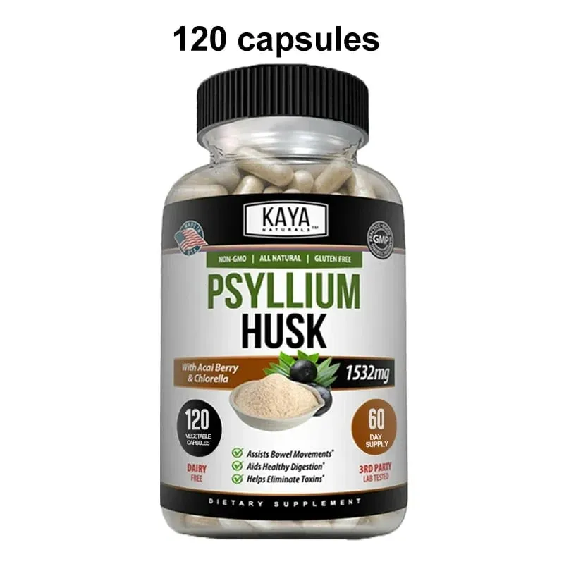 Capsules de cosse de psyllium - 1532 mg - Enrichies en racine de gingembre et en aloe vera pour favoriser la santé digestive et la détoxification de l'intestin — image 9