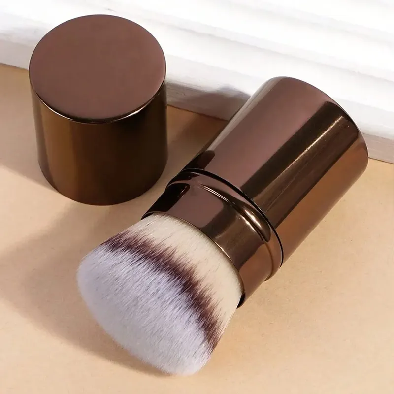 1 pçs retrátil blush escova kabuki fundação pincel macio macio pó contorno pincéis de maquiagem ferramentas de maquiagem portátil