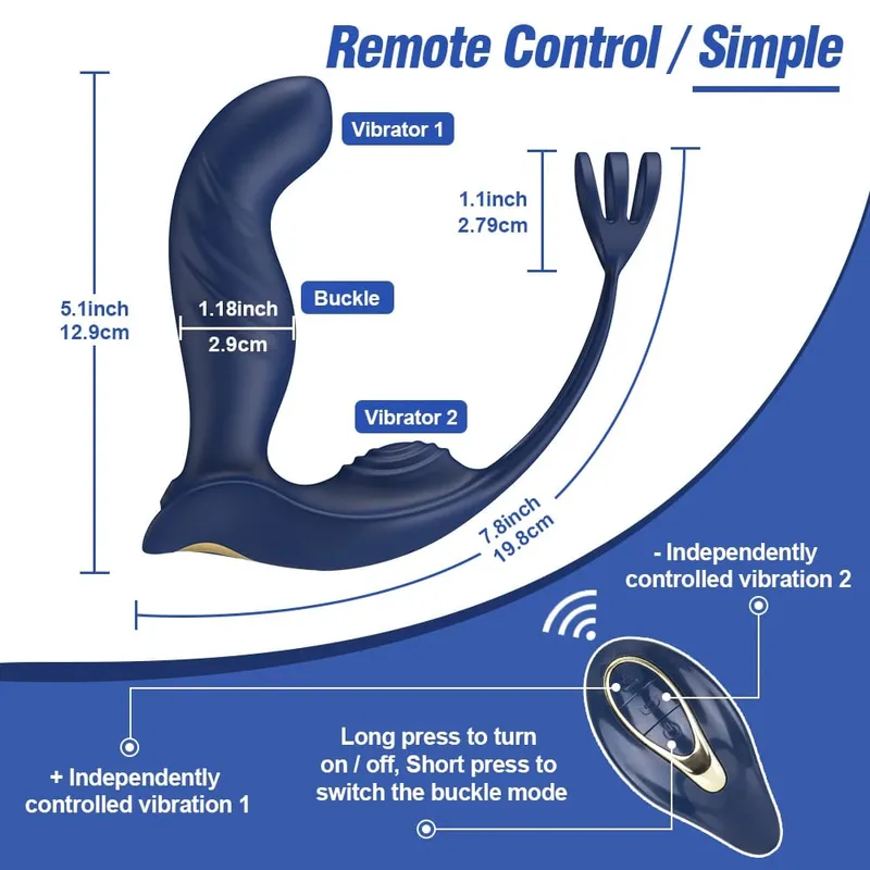 Anal Vibrator Bucking Prostata Massager Med Penis Ring Fjernbetjening Vibrerende Butt Plug Cockring Anus Sexlegetøj For Mænd Par