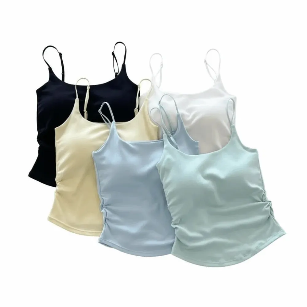 Simple Sleeveless Suspender Vest Slim Underwear Fitted Tops With Padded Cups Camisole Sports Activities — image 4