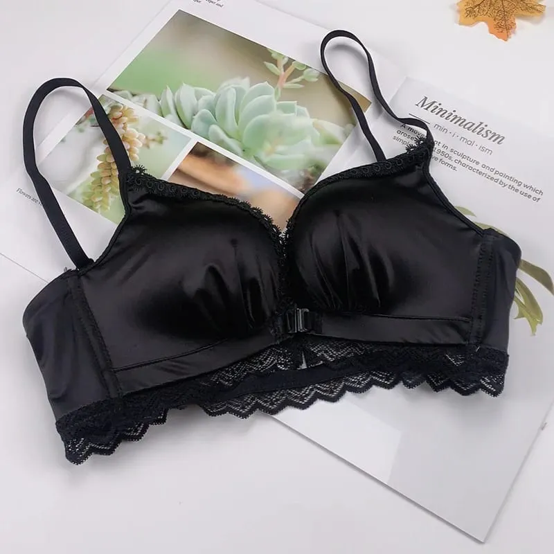 Push Up BH-sæt med frontlukning - Små buste til kvinder med blondebøjler Lingeri | Pull Up Lift Sexet tynd skønhed ryg bralette — image 8