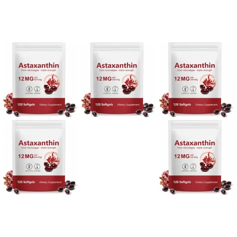 Astaxanthin Softgels Từ Vi Tảo Thúc Đẩy Sản Xuất Collagen Đậu Nành Không Chứa Gluten Không GMO Sức Mạnh Gấp Ba 120 Softgels — image 12