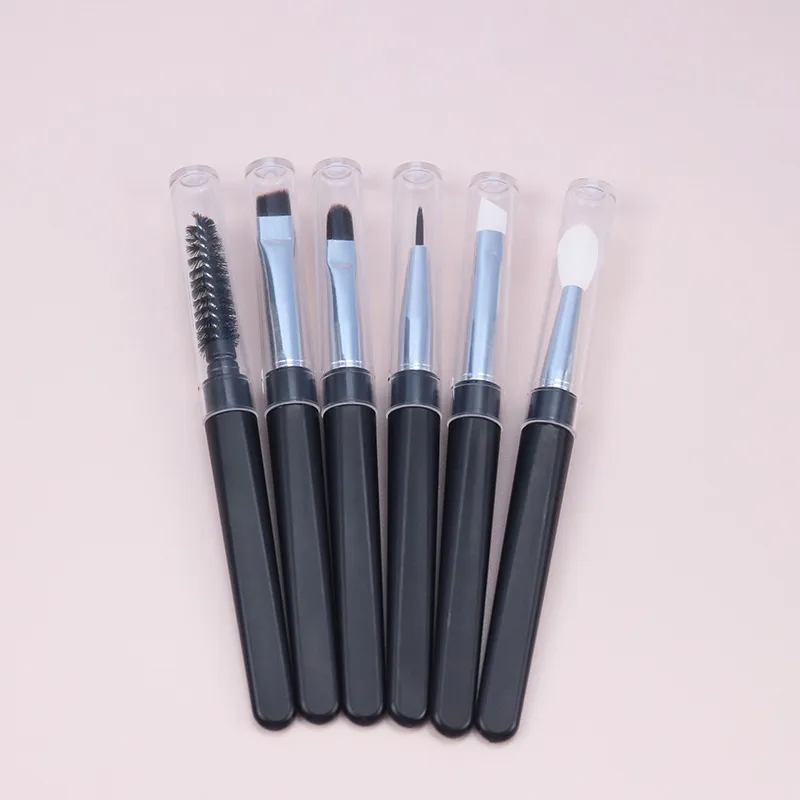 ★▲1PC bærbare øjenskygge makeup børster Rejsestørrelse Makeup børster Øjenbryn Silikone Glit Essentielle kosmetiske værktøj med låg — image 5
