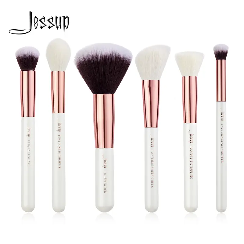 Jessup Set di pennelli per trucco 6 pezzi Pennelli per trucco Kit di pennelli per trucco in polvere naturale-sintetica per contorno fard Evidenziatore Miscela correttore — image 1