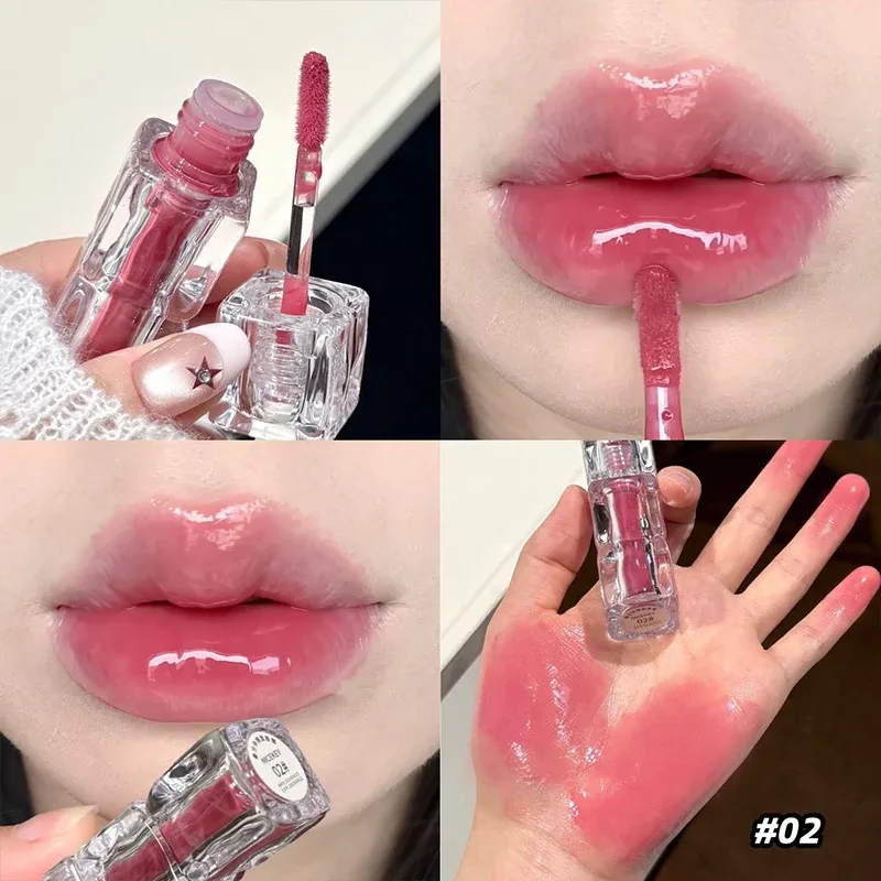 Brillant à lèvres miroir aqueux, hydratant durable, facile à porter, vernis à lèvres en verre d'eau, teinte rouge Sexy, cosmétiques — image 4
