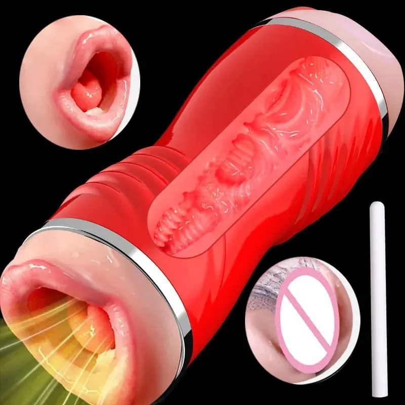 2 IN 1 Realistico Artificiale Della Vagina per Gli Uomini Tazza del Masturbatore Gola Profonda Pompino Massaggiatore Figa Tascabile Pene Erotico Giocattoli Del Sesso Per Adulti — image 1