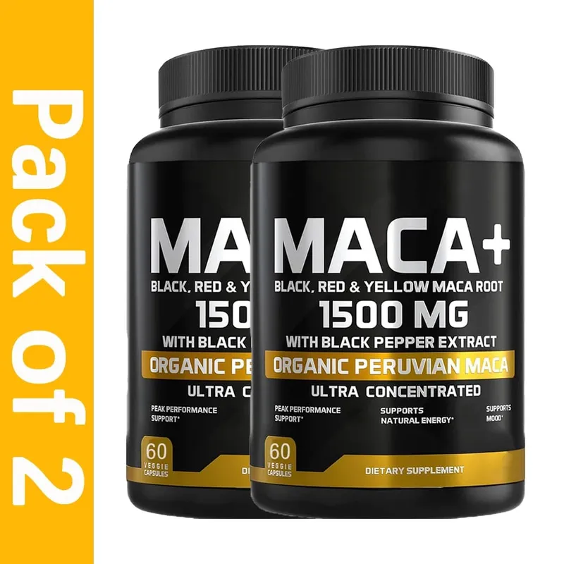 Radice di Maca Biologica Nera Rossa e Gialla da 1500 mg - 60 Capsule - Integratore per uomini in capsule di radice di maca nera - Senza glutine non OGM — image 8