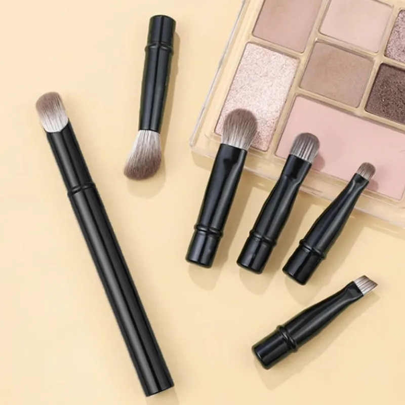6 ชิ้น Mini Travel แปรงแต่งหน้าชุดกล่องเครื่องสำอางแบบพกพา Powder Foundation Blush คอนซีลเลอร์แปรงแต่งหน้าเครื่องมือ — image 3