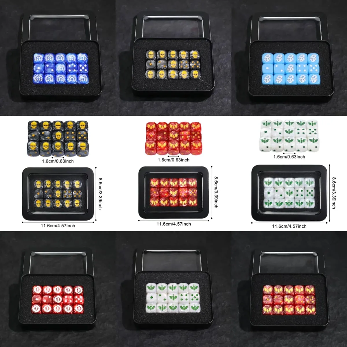 15PCS 16mm/0.63inch D6 Wargaming Dice Set for Tabletop Miniatures Game Damage Tracking Army Faction Themed Dice Tokens — image 1