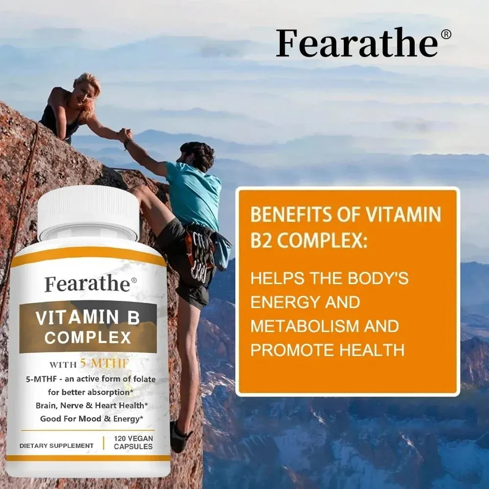 Integratori del complesso di vitamina B (B12 B1 B2 B3 B5 B6 B9 acido folico e biotina) Supporto immunitario per il cervello e l'energia — image 4