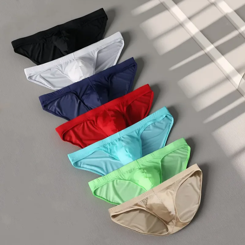 Plus Größe M-4XL Mann Eis Seide U Pouch Briefs Niedrige Taille Transluzente Nylon Unterwäsche Einteilige Sexy Ultra-dünne männliche Unterhose — image 8