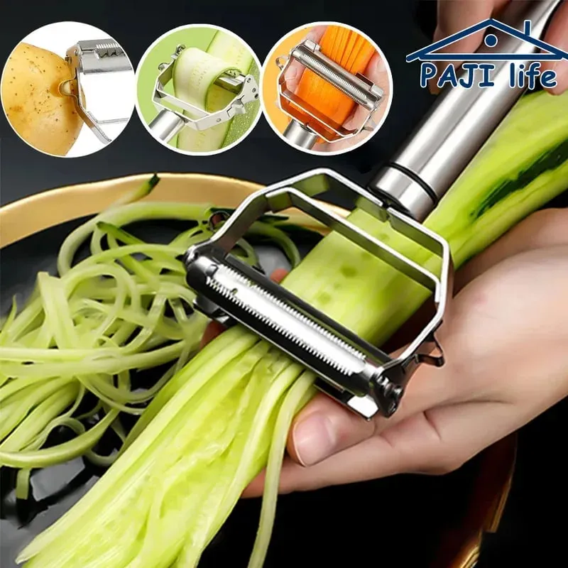 Edelstahl-Gemüseschäler, 4-in-1-Multifunktions-Küchenwerkzeug mit rutschfestem, ergonomischem Griff für Kartoffeln, Karotten, Gurken — image 1