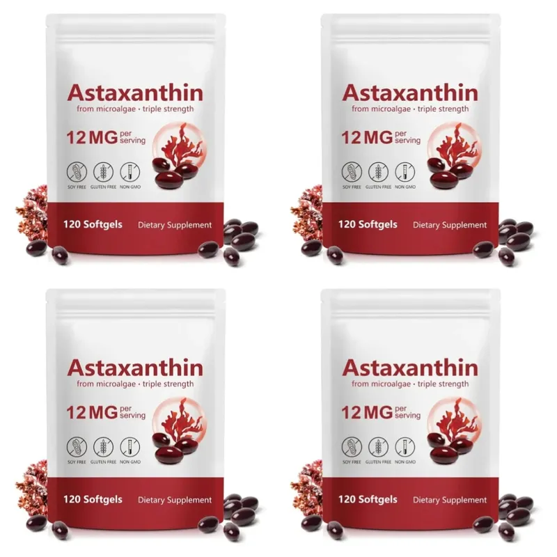 Astaxanthin-Ergänzungsmittel, 12 mg Kapseln aus Mikroalgen, mit antioxidativer Unterstützung für die Gesundheit der Haut und gesundes Altern, 120 Stück — image 9